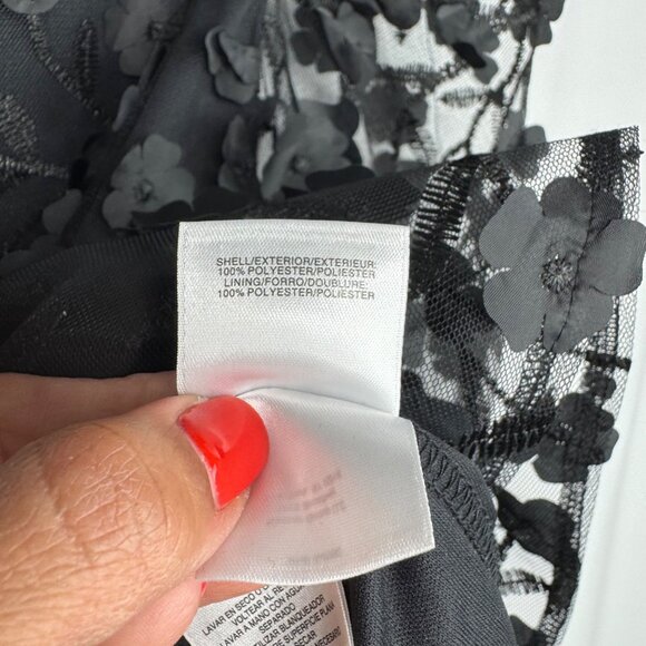 NWT‎ Anne Klein Black 3D Floral Sheer Blouse Size Medium Whimsigoth Maximalist - Picture 8 of 8